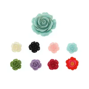 Gemengde kleurrijke plat hars rose flower cabochon sieraden