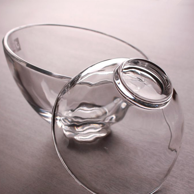 Slant Cut Glass Bowl,Glass Dessert bowl,Glass Terrarium glass salad bowl  with print