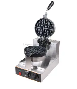 Mesin pembuat Waffle telur bulat Belgia komersial 4-Slice elektrik 110v/220v dengan pemanggang roti Putar