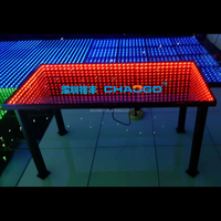 Table basse en verre à effet tunnel RF à distance, couleur RVB changeante, rectangulaire, éclairée par LED, miroir infini 3D