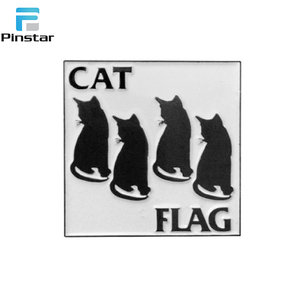 Bandera negro esmalte solapa sombrero gato pin Punk Rock Cats - Product Image 1