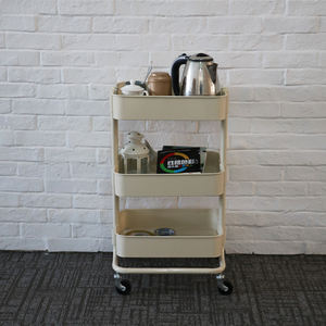 Chariot de cuisine en acier 100% à 3 niveaux, nouveau design, vente en gros, avec 4 roues - Product Image 4