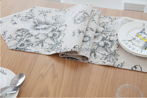 Vente chaude coton toile de <span class=keywords><strong>lin</strong></span> tissu de mariage <span class=keywords><strong>chemin</strong></span> de table avec motif imprimé - Product Image 6