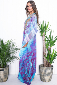 Caftan <span class=keywords><strong>en</strong></span> soie à imprimé floral, vente <span class=keywords><strong>en</strong></span> gros, <span class=keywords><strong>robe</strong></span> Katfan, caftans - Product Image 4