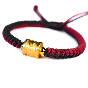 LONGJIE 999 silver Om mani padme hum Buddhist bracelet hand woven rope bracelet factory wholesale multicolor