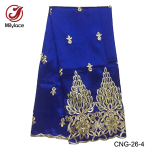 Vải Ren George Châu Phi Đính Cườm Trắng Thời Trang Ấn Độ - Product Image 2