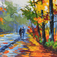 Feuilles d'érable faites à la main, 5 pièces, arbres de bouleau, Art mural, paysage de forêt naturelle, peintures à l'huile