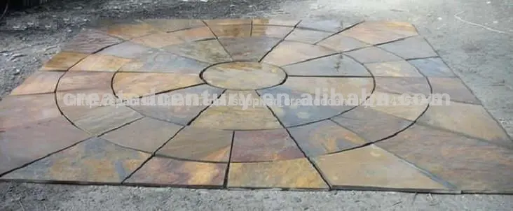 pizarra natural de piedra laja jardín círculo de pavimentación