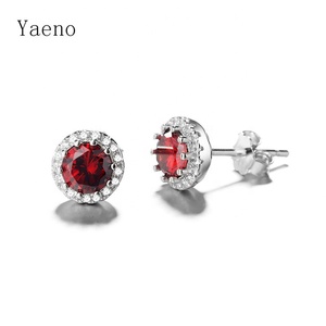 2025 New Arrival Elegant Fine Jewelry <strong>Earring</strong> 925 Silver <strong>Post</strong> Stud <strong>Earring</strong> With Amethyst Yellow Red Cz Stone for Women - Product Image 1