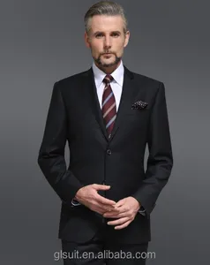 100% lã dois botões notch lapela preto listras mais recente design bordados traje