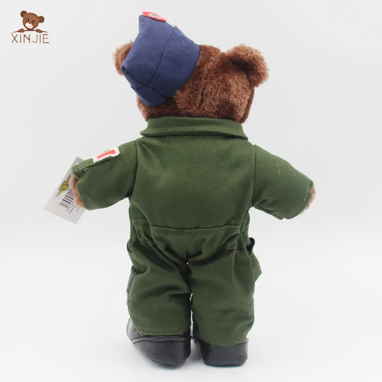 Personalize boa qualidade urso de pelúcia brinquedo com uniforme do exército