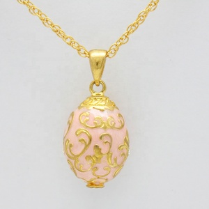 Joyería de las mujeres de Metal chapado en oro de moda de las niñas hechas a mano esmalte de Color ruso collar día de Pascua, <span class=keywords><strong>huevo</strong></span> de Fabergé <span class=keywords><strong>colgante</strong></span> - Product Image 2