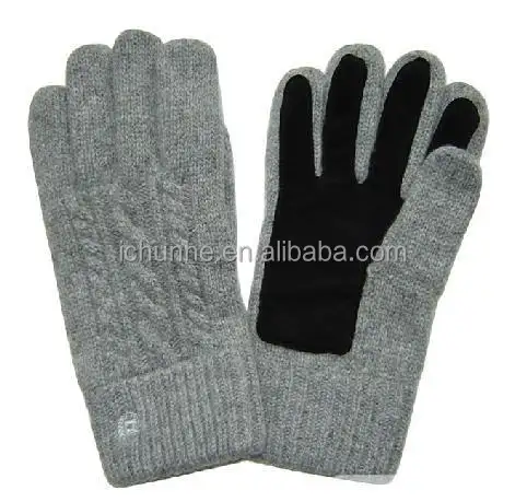 Guanto di lavoro a maglia di fabbrica a buon mercato di inverno thinsulate logo del cliente in pelle lavorata a maglia miscela guanti