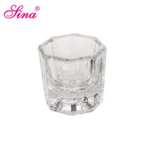 Étiquette privée outils d'art des ongles bol bouteille tasse récipient Dappen verre plat cristal octogonal Detal verre