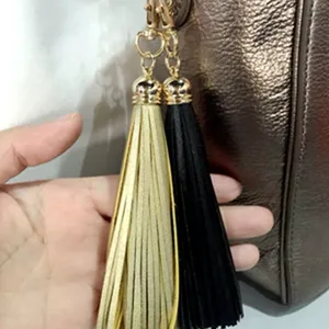 fashion creative long synthetic pu leather tassels colorful leather tassel keychain for bag multicolor tassel for decoration