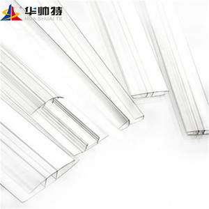Huashuaite rõ ràng và màu sắc Nhựa Kẹp hồ sơ <span class=keywords><strong>Polycarbonate</strong></span> tấm nối h và U hồ sơ Clip - Product Image 1