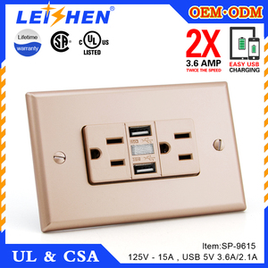 Prise murale intelligente <span class=keywords><strong>15</strong></span> ampères avec port USB, plaque frontale sans vis, prise de courant avec lumière LED, 125 V, <span class=keywords><strong>norme</strong></span> américaine, chargeur 4A - Product Image 3