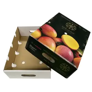 Caja de cartón corrugada para embalaje de plátano, mango de fruta y verdura personalizado, venta al por mayor, 2023