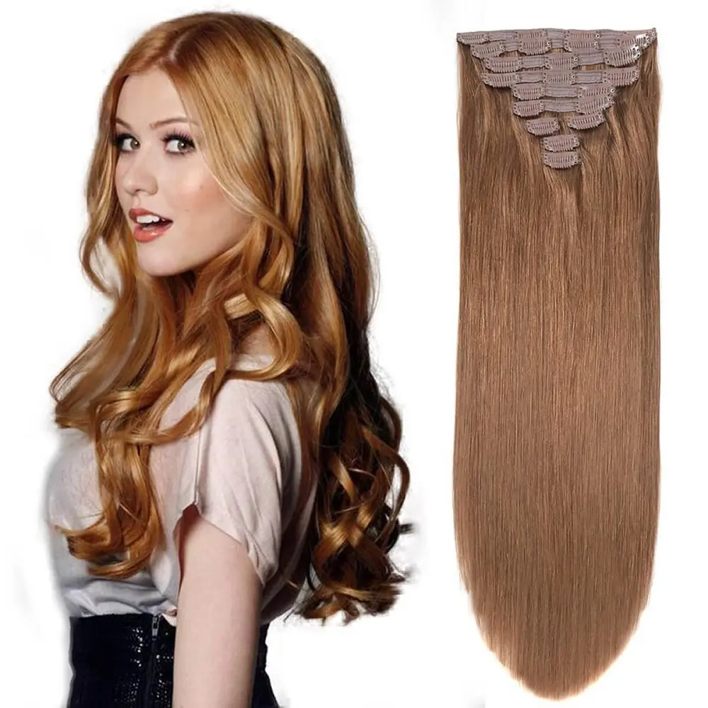 Extensiones de cabello humano Remy 100% virgen, sin costuras, con Clip, brasileño