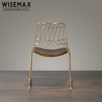 WISEMAX FURNITURE Mobilier de salle à manger classique, mobilier de luxe moderne, vente en gros, chaise de loisirs, chaise en fil métallique doré Bertoia, chaise Lucy