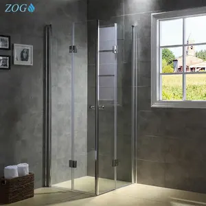 Beliebte klappbare Doppelschwing-Türen aus gehärtetem Glas Pivot-Klapp dusch tür