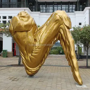 Escultura de ala de pollo de resina de fibra de vidrio de bronce de fundición decorativa para el hogar y el jardín