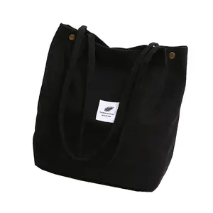 DEQI2019カスタムロゴ卸売ファッション韓国カジュアルブランド女性レディデザイナーコーデュロイショルダートートクラッチハンドバッグハンドバッグ