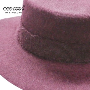 Chicas de Ala Ancha al por mayor Hecha A Mano 100% de Fieltro de Lana FloppyHat Con Vellosidades - Product Image 5