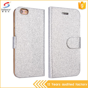 Gros usine prix glitter cas de téléphone titulaire de la carte, cas de téléphone en cuir pour iphone 6 - Product Image 3