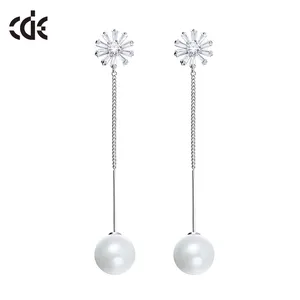 Thời Trang Đồ Trang Sức Nhà Sản Xuất Tùy Chỉnh Mới Ngọc Trai Thiết Kế Dài Drop Earrings