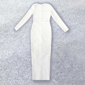 <span class=keywords><strong>Abito</strong></span> Lungo Bianco Puro all'Ingrosso per Donna Ultimo Modello a Maniche Lunghe per Feste Formali Serate Ecologico Tinta Unita - Product Image 4