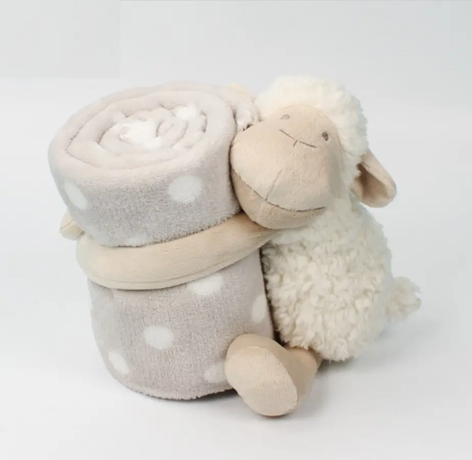 OEM Plush Sheep Baby Soothing Blanket Children's Birthday Gift White Sheep Style Blanket Baby Toys Plush Animals Blanket