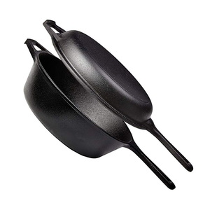 Batterie de cuisine <span class=keywords><strong>en</strong></span> <span class=keywords><strong>fonte</strong></span> robuste, 3.2 acier, couvercle de four et sauteuse - Product Image 2