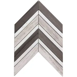 Carreaux de marbre mosaïque à chevrons blancs et bruns pour carreaux de sol en Chevron, prix de gros