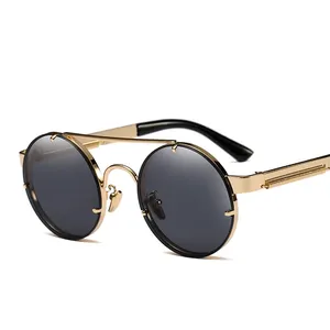 8151 New Fashion Steampunk Rock Vintage Sunglasses Women Round Style Color Mirror Sun Glasses Hot Brand Design Oculos De Sol