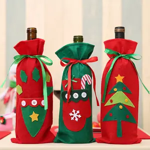 Fundas navideñas decorativas para botellas de vino, calcomanías para botellas de Navidad