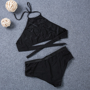 YSMARKET-Conjunto de Bikini de Talla Grande <span class=keywords><strong>para</strong></span> <span class=keywords><strong>Mujer</strong></span>, Traje de Baño de 2 Piezas, Color Negro, Ahuecado, 2 Piezas - Product Image 4
