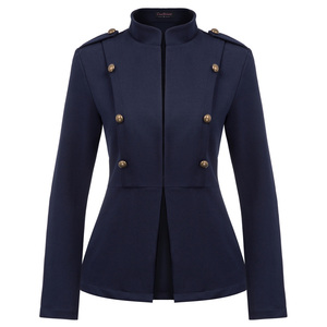 Cuocu — <span class=keywords><strong>manteau</strong></span> décoratif à manches longues pour femmes, décontracté, avec boutons, col montant, vêtement pour dames, CU0046 - Product Image 5