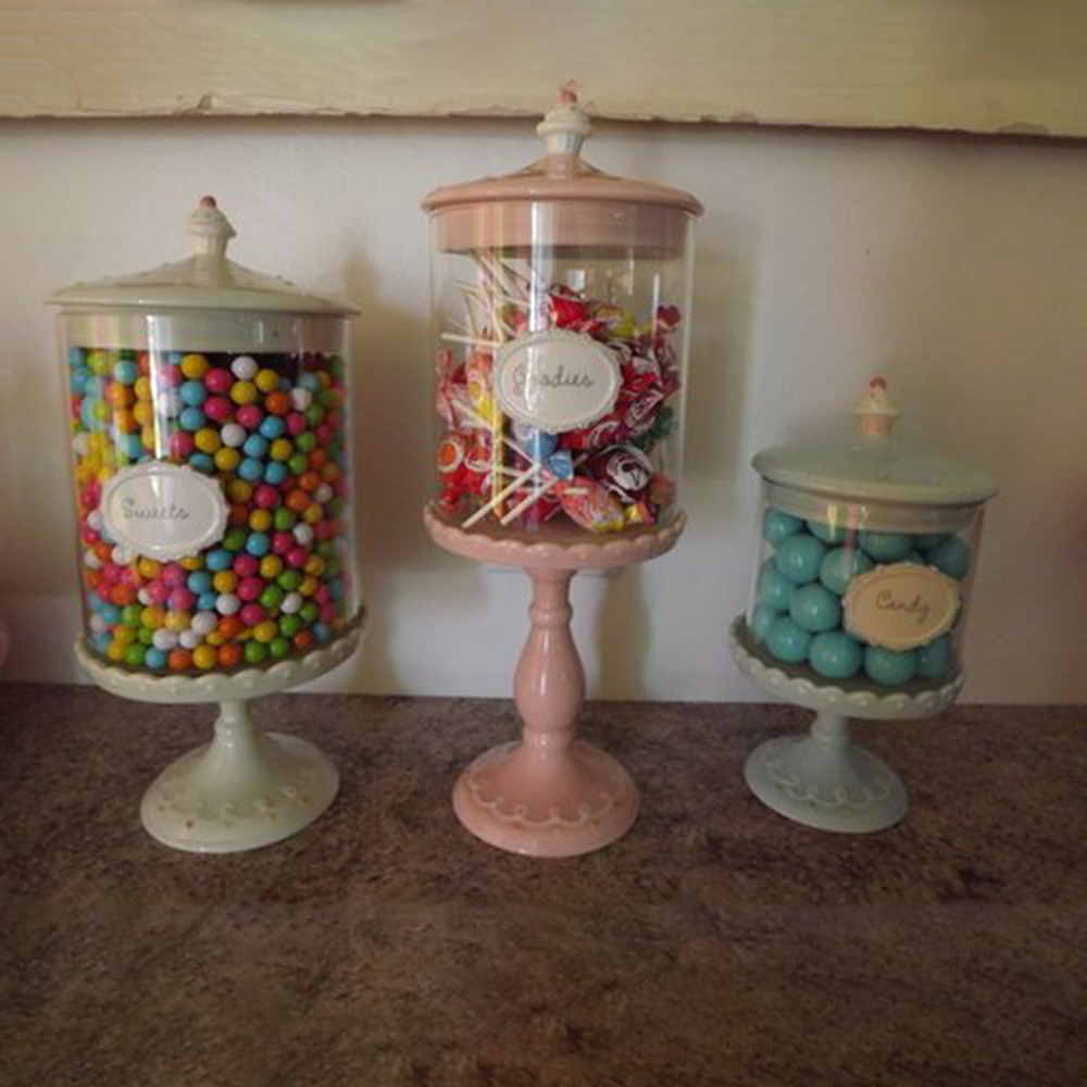 Fait à la main en forme de cupcake en céramique piédestal décoration de noël personnalisé sucette bonbons bocal en verre avec couvercle