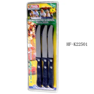 Italia design plastic handle safe cutting serrated steak knife set of 3