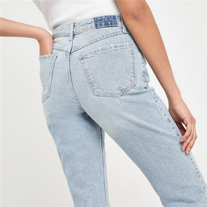Service D'OEM dames bleu clair maman denim jeans classique lavé denim pantalon pour les femmes - Product Image 3