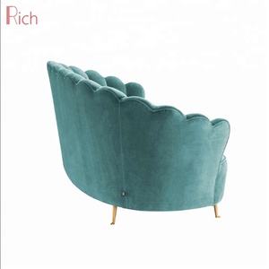 Style nordique en forme de coquille Divano Due Posti en acier inoxydable <span class=keywords><strong>2</strong></span> <span class=keywords><strong>places</strong></span> <span class=keywords><strong>canapé</strong></span> vert Upolstery tissu velours causeuse - Product Image 5