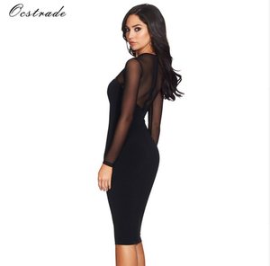 <span class=keywords><strong>Abito</strong></span> aderente a manica lunga in maglia autunno maglia calda di Ocstrade vestito Sexy da donna <span class=keywords><strong>nero</strong></span> fasciato - Product Image 3
