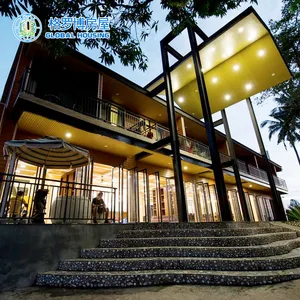 CN Pemasok Struktur Baja Rumah GLOBAL Rumah Prefab/Hotel/Bangunan Hutan Villa Rumah Mewah Rumah Prefab Di Palau