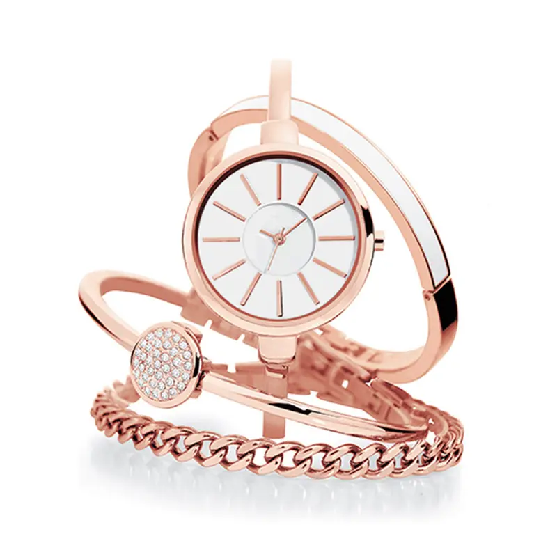 Relojes Beautiful Rose Gold Bangles Bracelets Classic Lady Watch Set MOP Dial Fashion Good Quality Female Hombre De Relojes