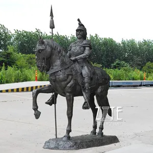 Gran escultura de fundición de cobre de alta calidad, estatua de caballo de caballero de bronce de Metal a la venta