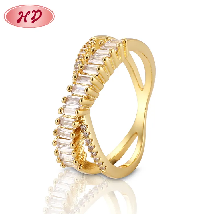 Latest Women Jewelry Unique Designs 18K Gold Filled Zircon Finger Ring