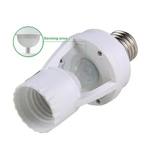 360 Degree Infrared Motion Light Sensor Socket, PIR Automatic Adjustable LED Lights Switches E27 Lamp Holder Screw Bulb Socket