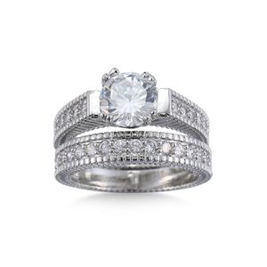 2022 New Arrival Wedding <strong>Ring</strong> Big High Quality Zircon <strong>Silver</strong> Plating <strong>Ring</strong> <strong>Set</strong> - Product Image 1