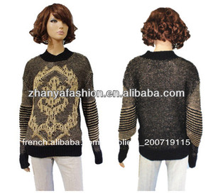 Dame. 2013 chaude motif jacquard <span class=keywords><strong>pull</strong></span> <span class=keywords><strong>pull</strong></span> métallisé filament - Product Image 4